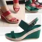 Marcella - Contrast-Trim Wedge Sandals