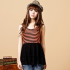 JVL - Lace-Panel Striped Sleeveless Top