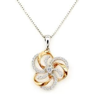 Love Knot Diamond Pendant - 18K/750 Red And White Gold (FREE 925 Silver Box Chain) Love Knot Diamond Pendant - 18K/750 Red And White Gold (FREE 925 Silver Box Chain)