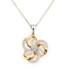 MBLife.com - Love Knot Diamond Pendant - 18K/750 Red And White Gold (FREE 925 Silver Box Chain)