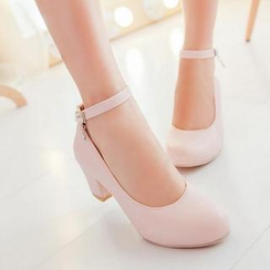 Gizmal Boots - Ankle-Strap Block Heel Pumps Gizmal Boots - Ankle-Strap Block Heel Pumps