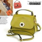 ASHTON - Genuine Leather Flap Tote with Crossbody Strap