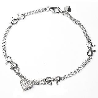 18K White Gold Heart & Ribbons Diamond Bracelet 18K White Gold Heart & Ribbons Diamond Bracelet