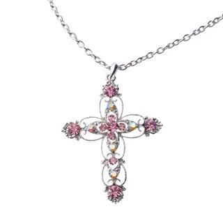 Intricate Pattern Cross Pendant (Pink)