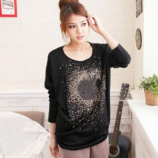 Rhinestone Apple Ruched-Side Top Rhinestone Apple Ruched-Side Top