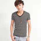 Free Shop - Short-Sleeve Striped T-Shirt