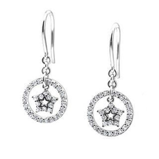 18K White Gold Diamond Star Earrings