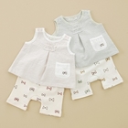 coeur a coeur - Inverted Pleat Stripe Sleeveless Top + Bow Print Shorts Set