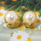 Angelove - Faux-Pearl with Bow Earrings