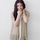 D.P-Shop - Lace-Trim Dotted Chiffon Top