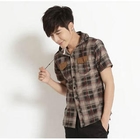 AOYAMA - Hooded Short-Sleeve Plaid Shirt