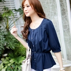 Tokyo Fashion - Tie-Waist Pleated Blouse