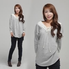 Ukki - Lace-Up Accent Brushed Fleece Top