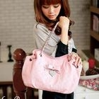 E.F.Shop - Bow & Heart-Accent Embossed Shoulder Bag