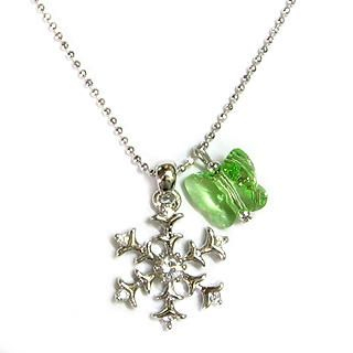 'Mezzo-Piano' - 'Snowy Concerto' Necklace with Light Green Swarovski Crystal Butterfly