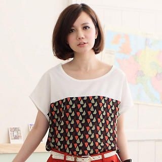 Short-Sleeve Printed Panel T-Shirt