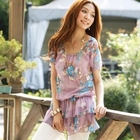 Tokyo Fashion - Floral Layered Chiffon Tunic