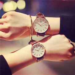 InShop Watches - Couple Matching Faux-Leather Strap Watch InShop Watches - Couple Matching Faux-Leather Strap Watch