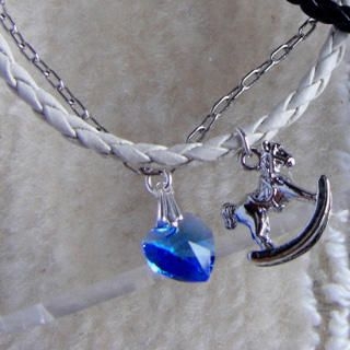 Cockhorse White Leather Bracelet with Blue Swarovski Crystal