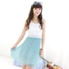 59 Seconds - Sleeveless Lace Top Pleated Dress