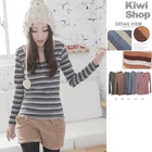 Kiwi Shop - Contrast-Striped Long Sleeve Tee