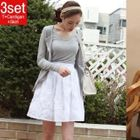 midnightCOCO - Set: Cardigan + Tank Top + Appliqué Skirt