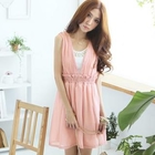Tokyo Fashion - Smocked V-Neck Chiffon Dress