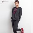 yeomong - Set: Drawstring Hooded Top + Sweatpants