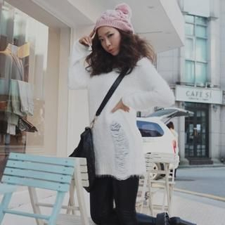 Distressed Long Sweater