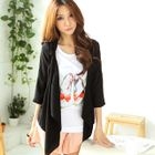 Tokyo Fashion - Tab-Sleeve Draped Chiffon Cardigan