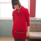 CatWorld - Belted Knit Top with Neckwarmer