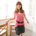 Tokyo Fashion - Set: Sleeveless Dotted Dress + Tank Top