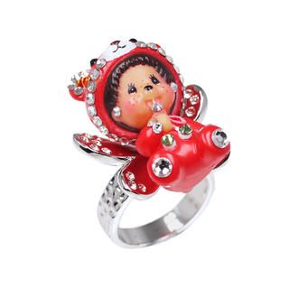 Butterfuly Platinum Plated Ring with Animal MCC Bear Monchhichi 