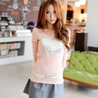 Tokyo Fashion - Fleece Heart-Appliqué Top