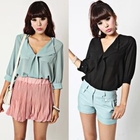 OOPSLADY - 3/4 Sleeve Chiffon Blouse