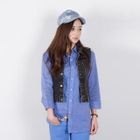 miss panda - Zip-Front Denim Vest