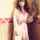 Angel Love - Velvet-Collar Belted Chiffon Dress