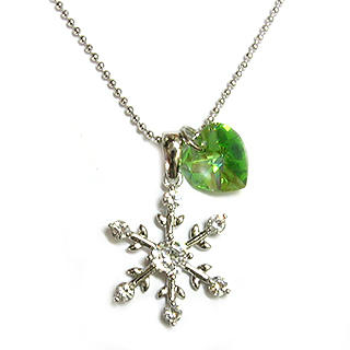 'Mezzo-Forte' - 'Snowy Concerto' Necklace with Light Green Swarovski Crystal Butterfly 'Mezzo-Forte' - 'Snowy Concerto' Necklace with Light Green Swarovski Crystal Butterfly