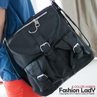 Fashion Lady - Multi-Pocket Buckled Backpack