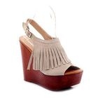 Lane172 - Genuine Leather Fringed Wedge Sandals
