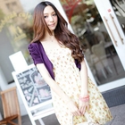 Tokyo Fashion - Set: Shirred Sleeve Bolero + Smocked Floral Sleeveless Dress