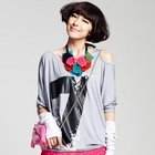 Othermix - Cutout-Shoulder '7' Print Top