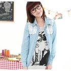 59 Seconds - Lace-Panel Denim Shirt