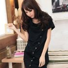 RingBear - Diagonal-Breasted Short-Sleeve Dress
