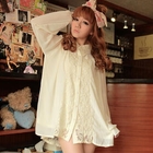 Princess Show - Lace-Panel Chiffon Shirt Dress