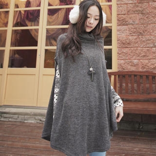 Cowl-Neck Knit Cape Top