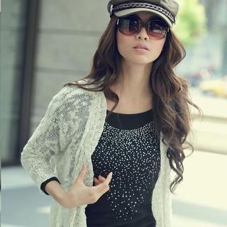 Ruched Sleeve Rhinestone-Detail Top Ruched Sleeve Rhinestone-Detail Top