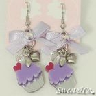 Sweet & Co. - Ribbon Purple Cupcake Crystal Silver Earrings