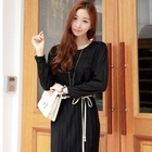 CLICK - Elastic-Waist Pleated Midi Dress