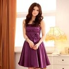 JK2 - Bow-Accent Pleated Party Dress